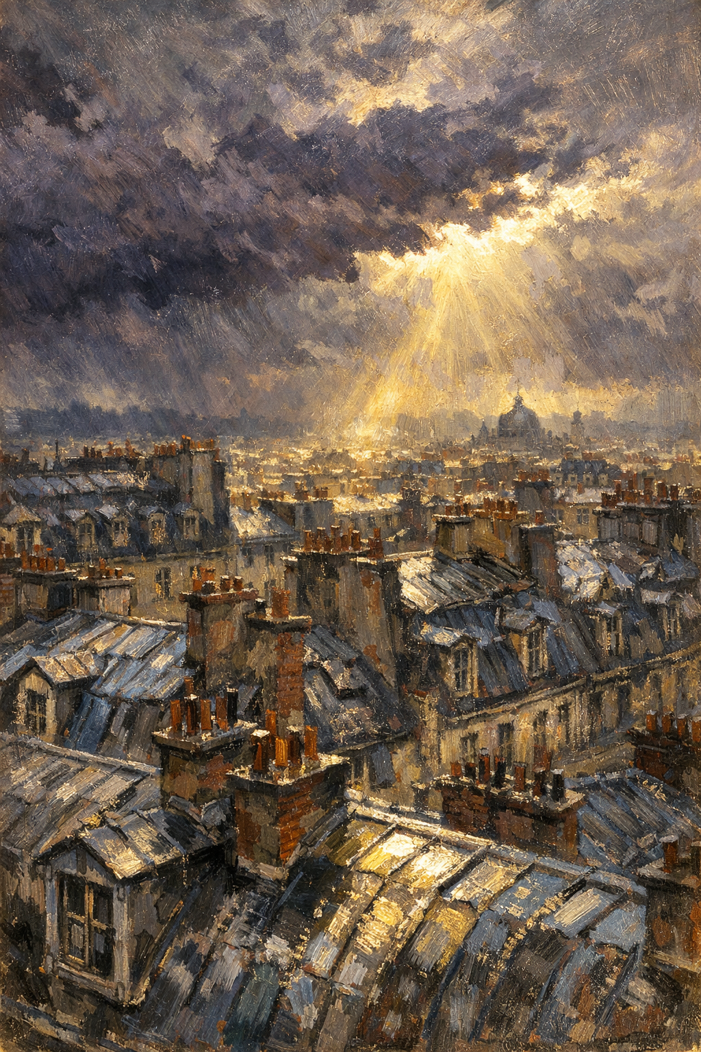 嵐の後のパリの屋根