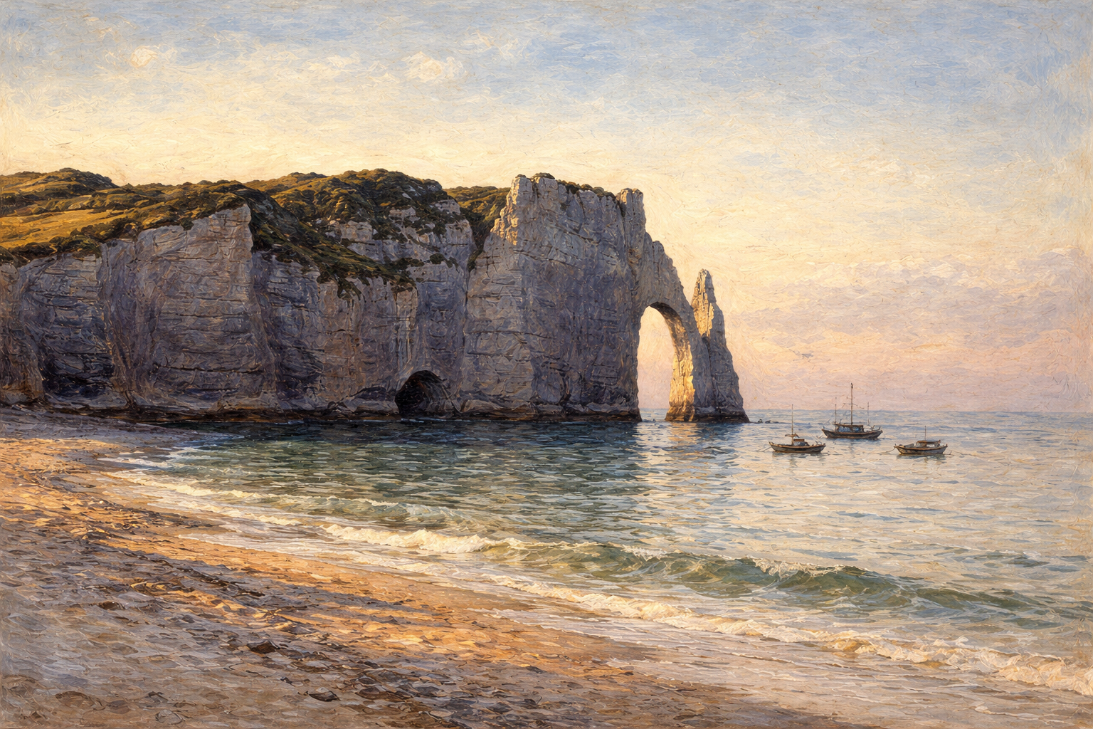 エトルタの崖、朝の効果