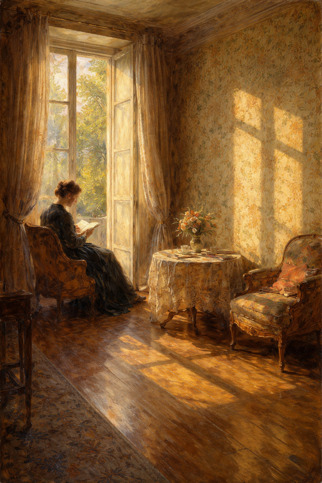 緑の部屋、午後の光