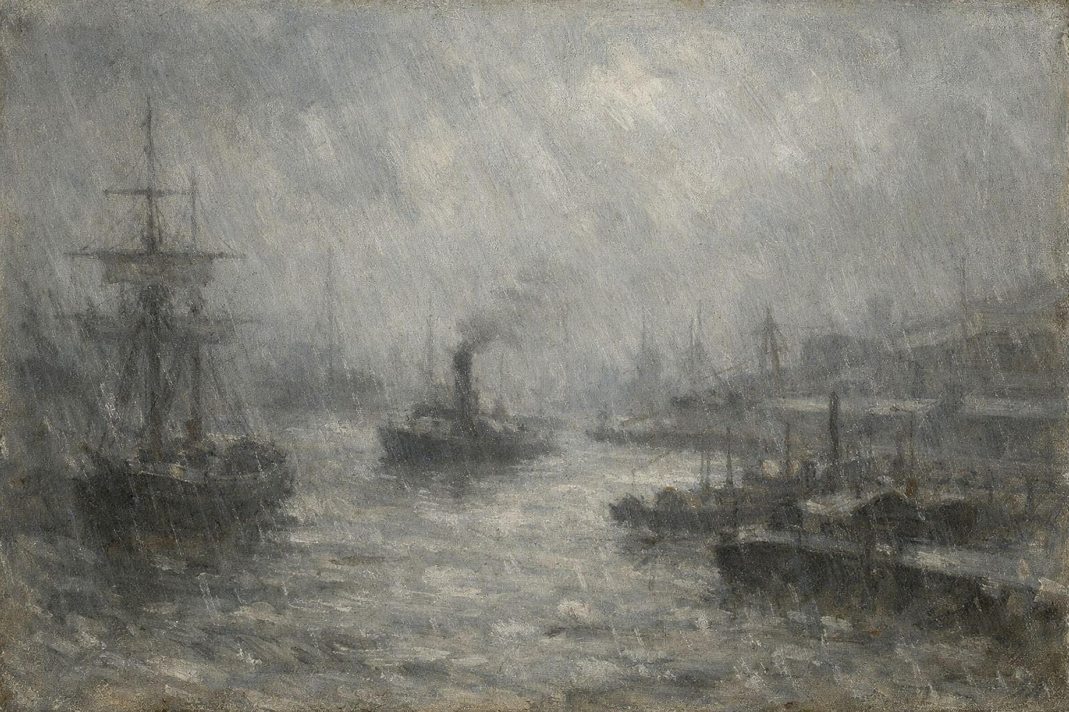 ル・アーヴル港、雨の効果