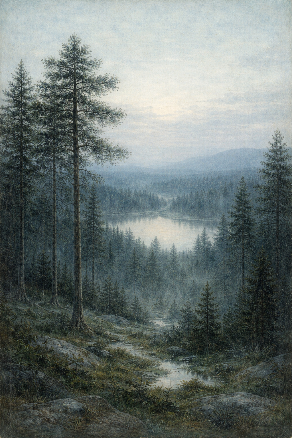 白い真夜中の光、スウェーデンの森