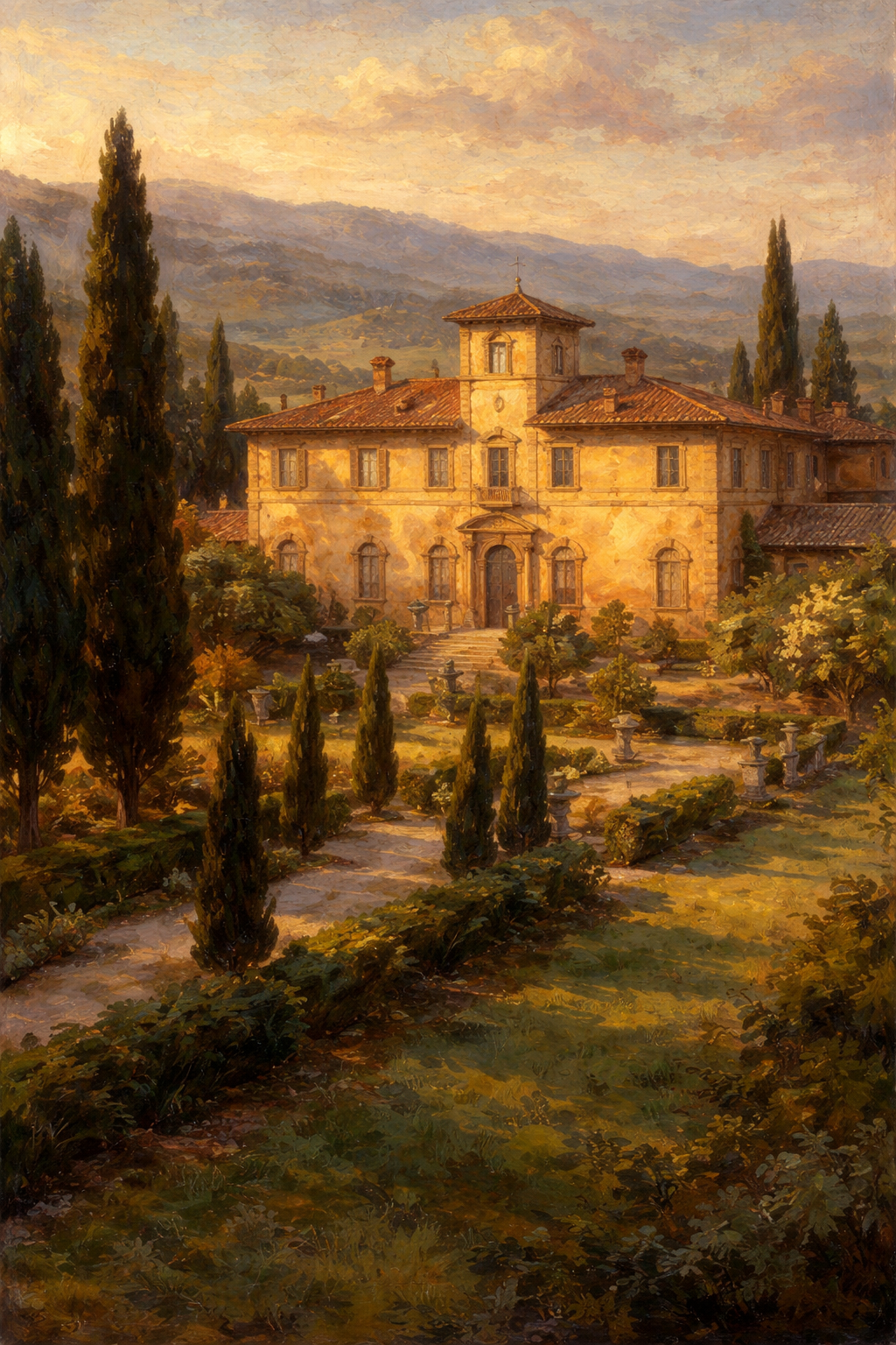 ヴィラ・メディチ、夕方の光