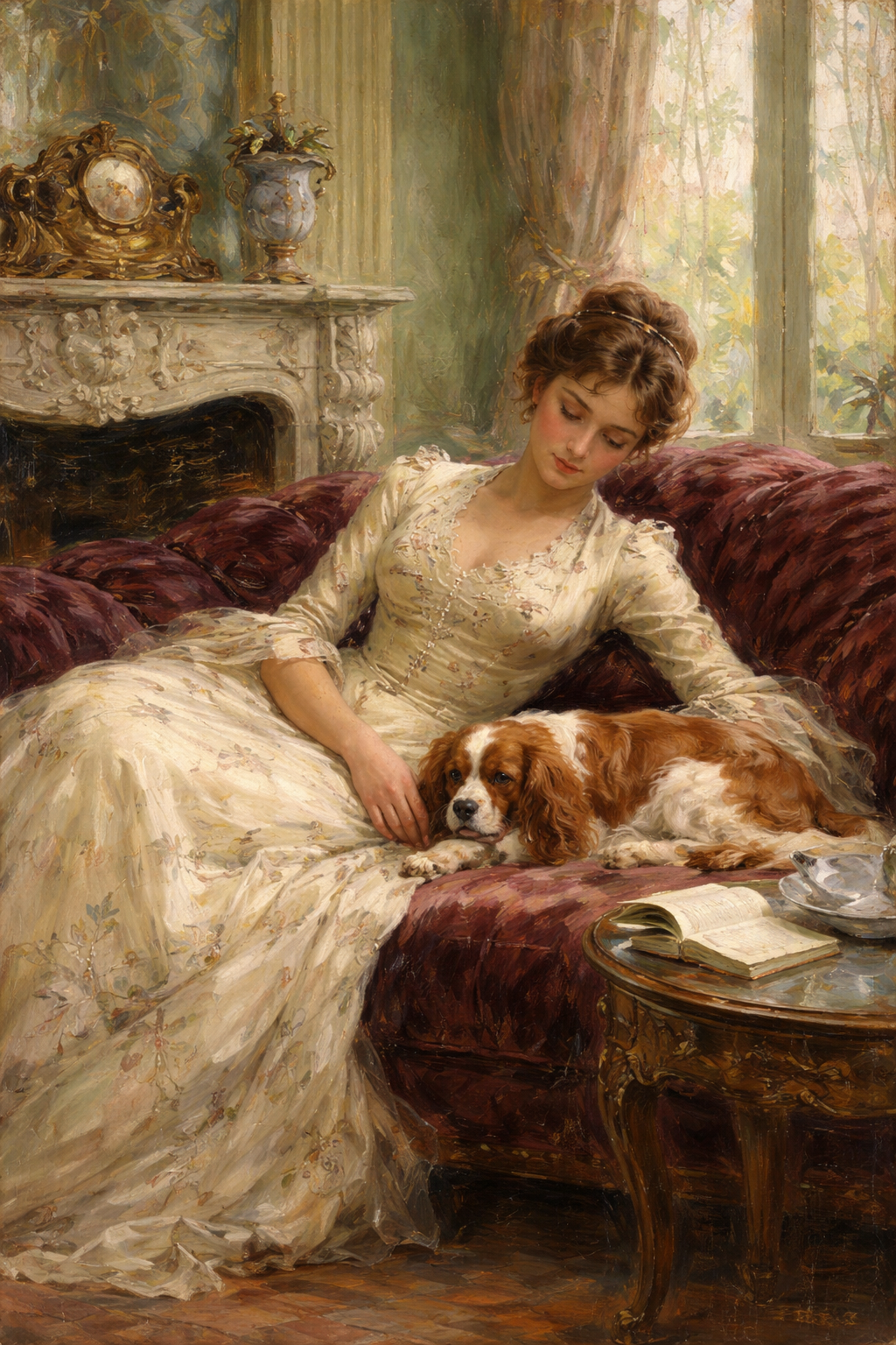 サロンの婦人と愛犬