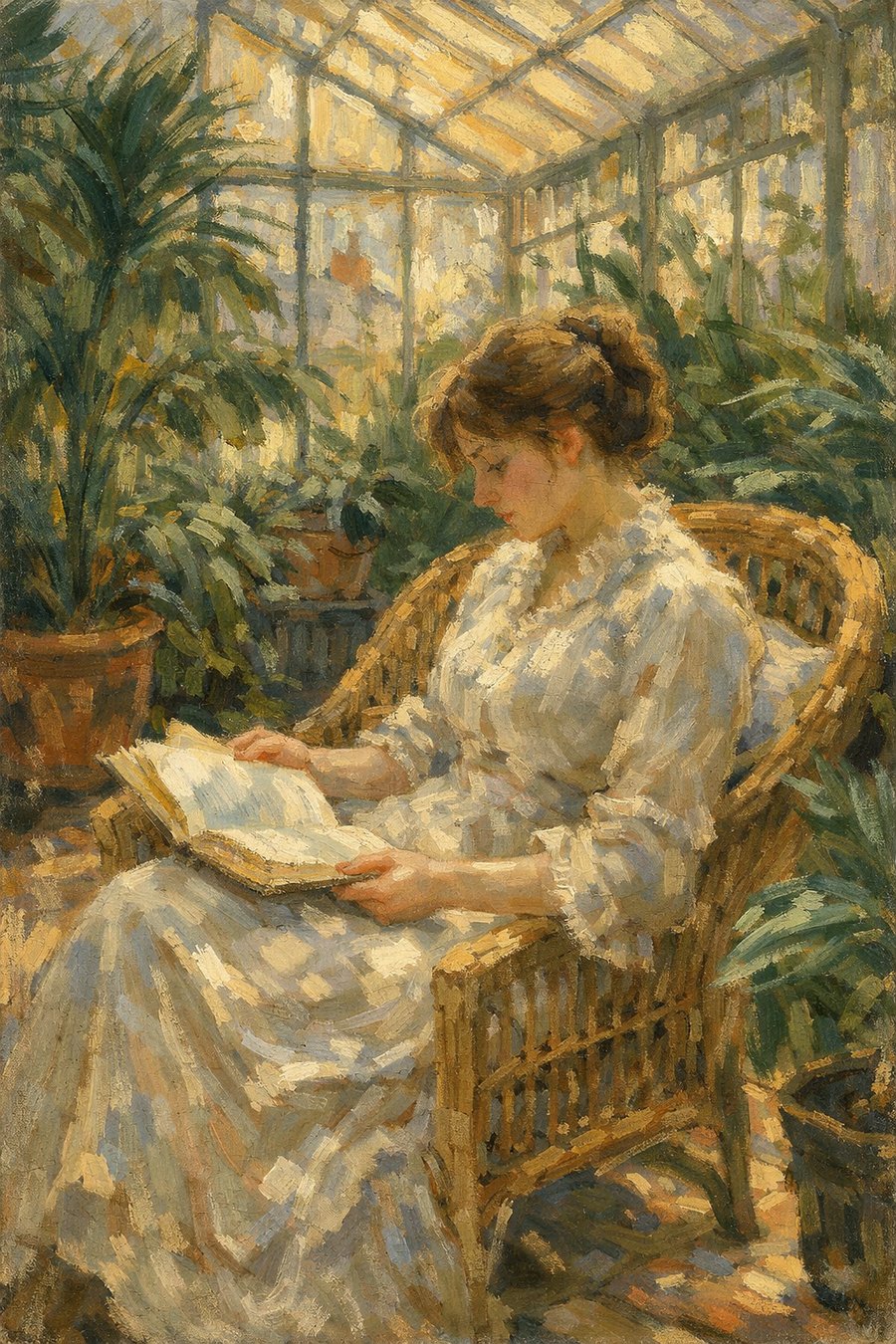 冬の庭での読書