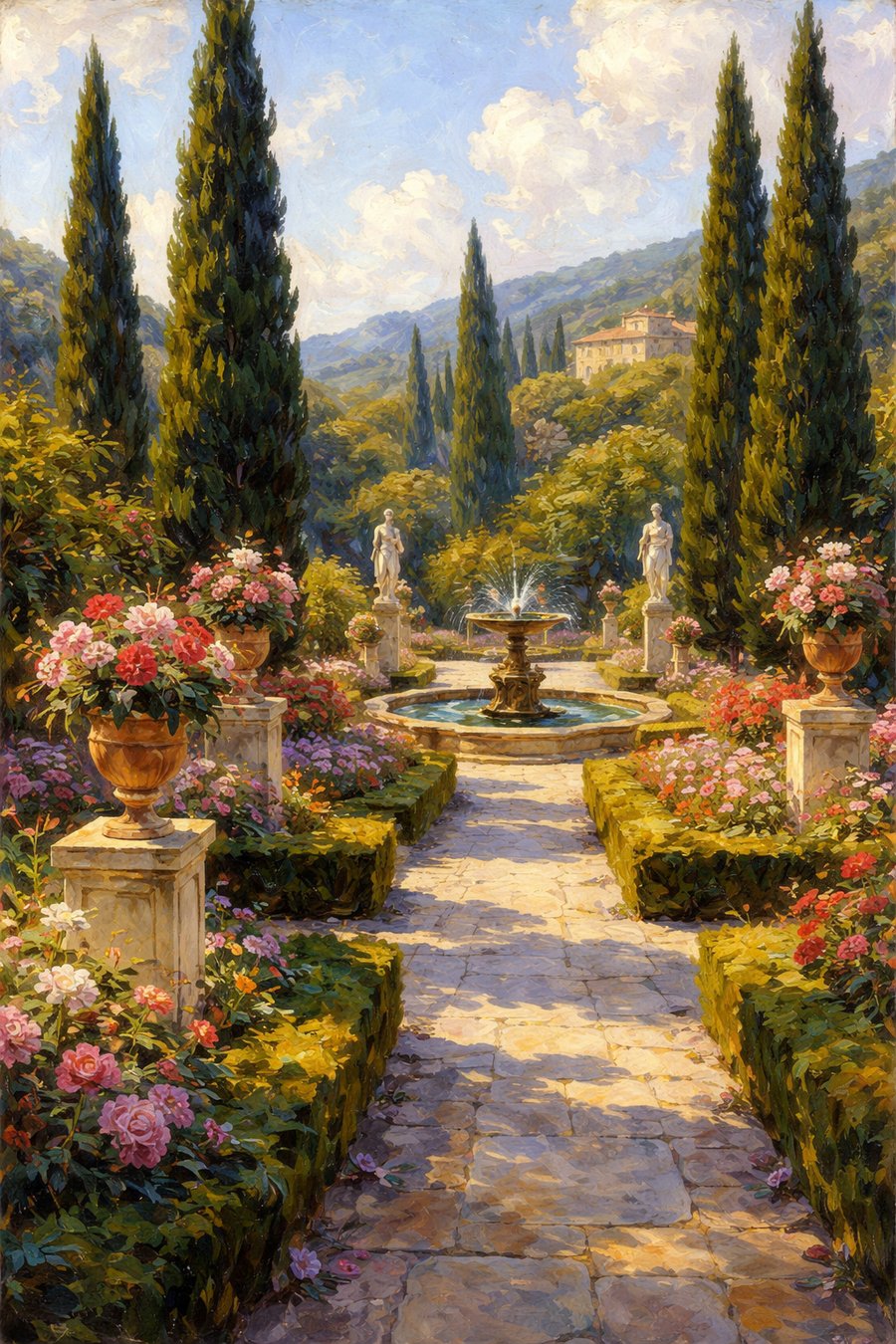 トスカーナの庭、夏の花