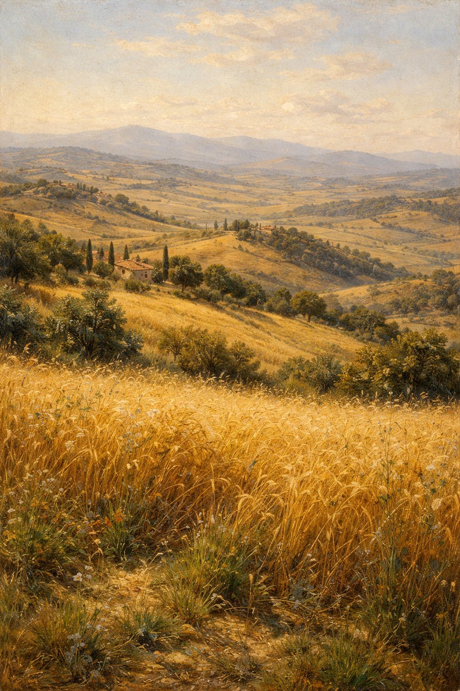 トスカーナの丘、麦畑