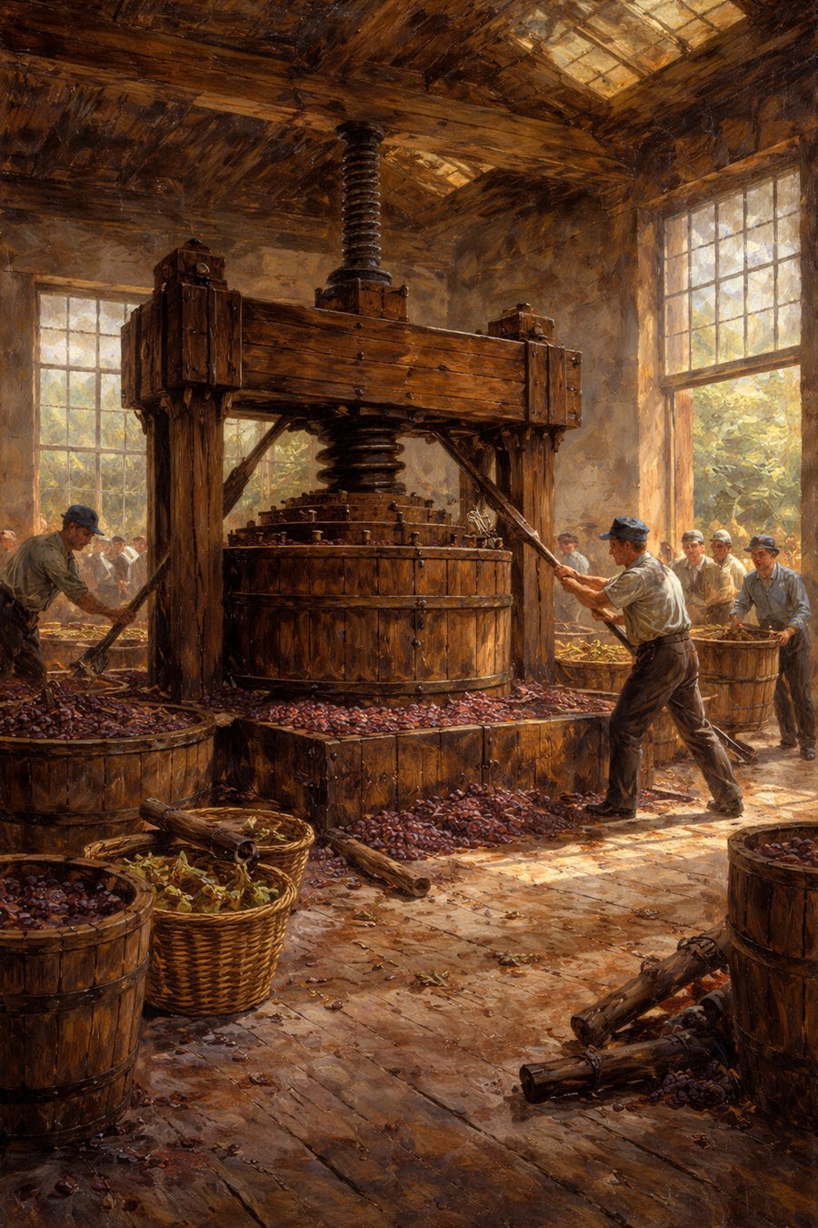 シャンパン搾油所、室内