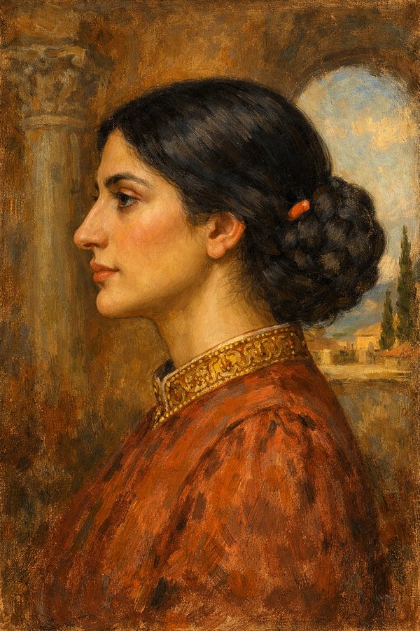 古典的プロフィールのイタリア人女性